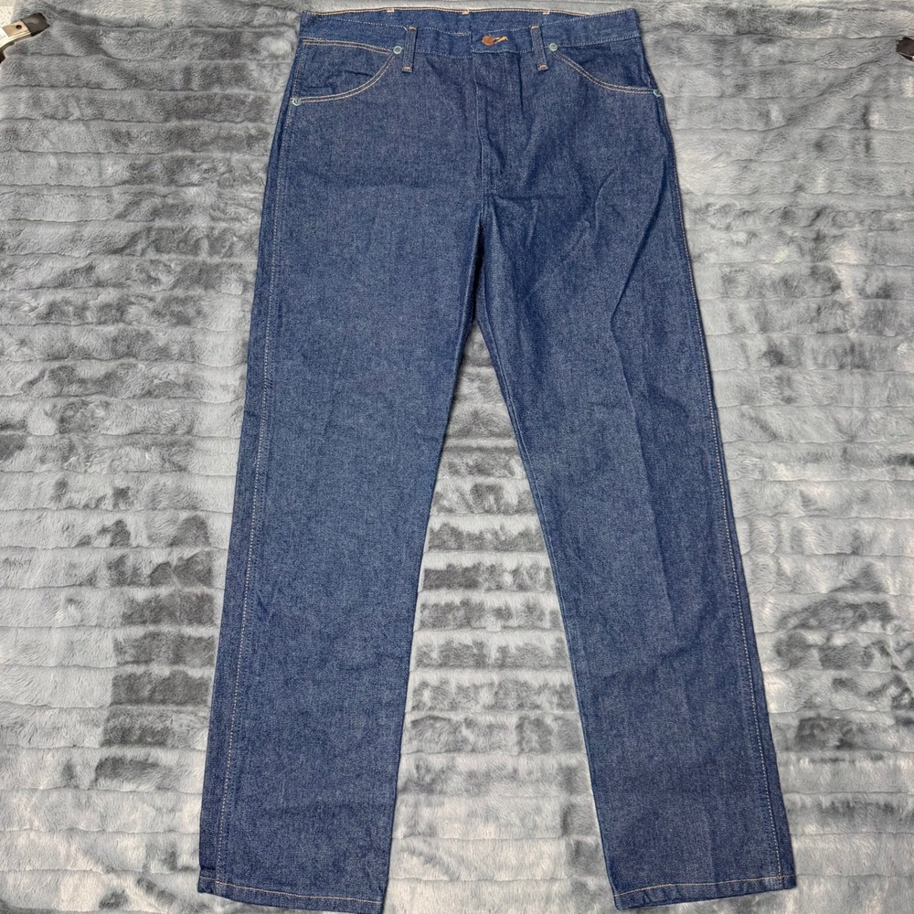 Wrangler 13MWZ Cowboy Cut Jeans Mens 35x32 Blue Indigo Rigid Denim Straight Leg